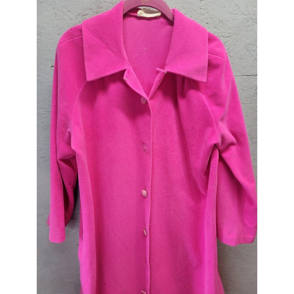 Pink‎ Velvet Vintage VANITY FAIR Women's Size L Robe button Floor Length
